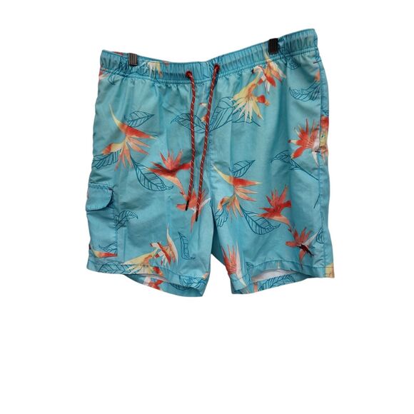 TOMMY BAHAMA Relax mens swim trunks board shorts Blue floral size Large - Picture 1 of 9